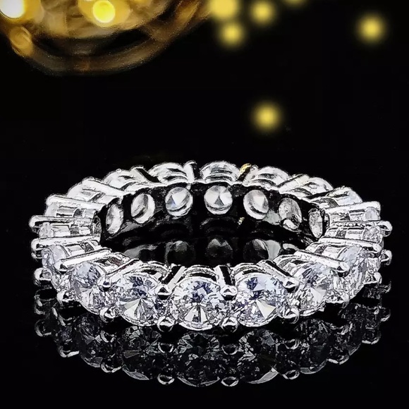 NEW 4MM ETERNITY BAN 925 STERLING SILVER RING, CUTE RING, SHINY RING. - Picture 4 of 5